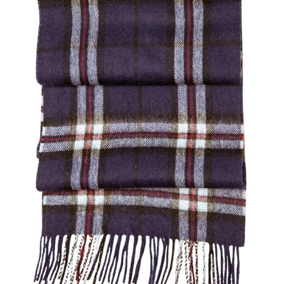 SCOTTISH IMPORT WOOL NWT THROW BLANKET Blue Grey Black Red Import Tomson Navy - Picture 7 of 11